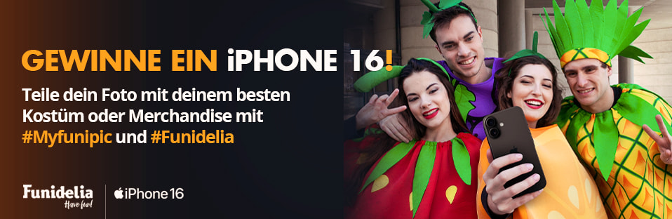 Gewinne ein iPhone 15! Teile dein verkleidetes Foto mit #myfunipic und verlinke @funidelia