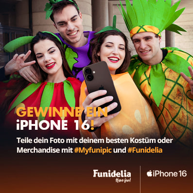 Gewinne ein iPhone 15! Teile dein verkleidetes Foto mit #myfunipic und verlinke @funidelia